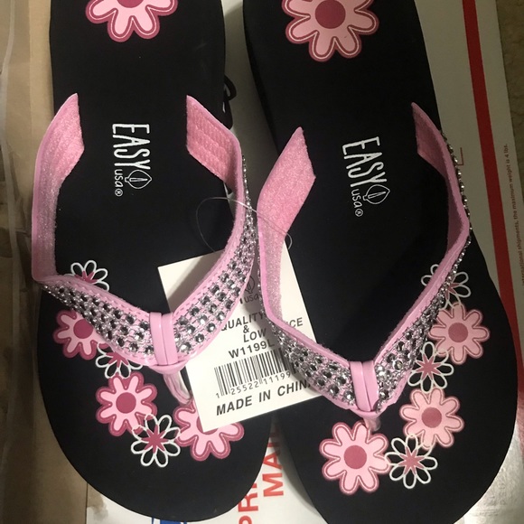 easyusa Shoes - 2 for$20 mix/match Flower Print Wedge Rhinestones
